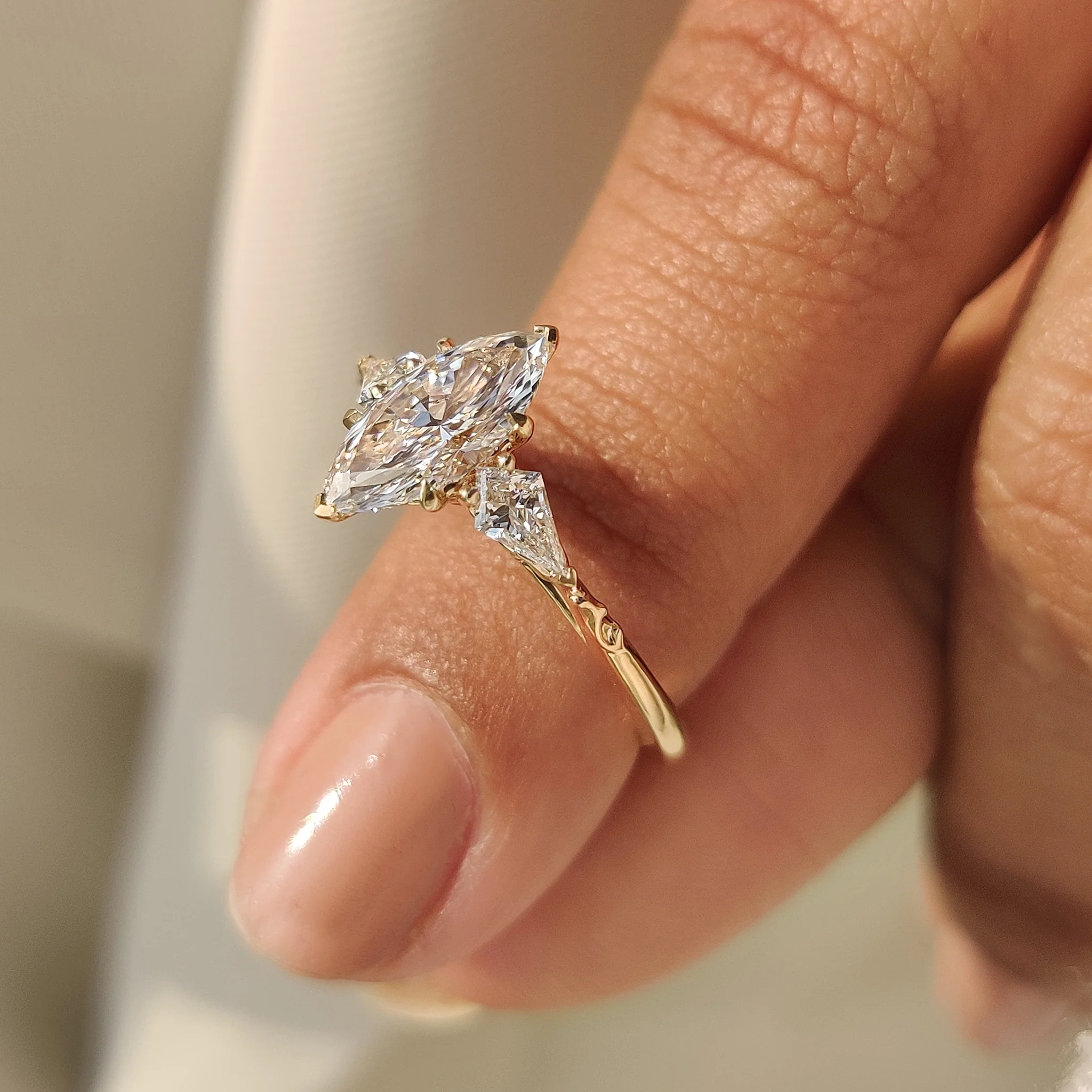 Vintage Style Marquise Diamond Ring with Basket Filigree Details - Image 8