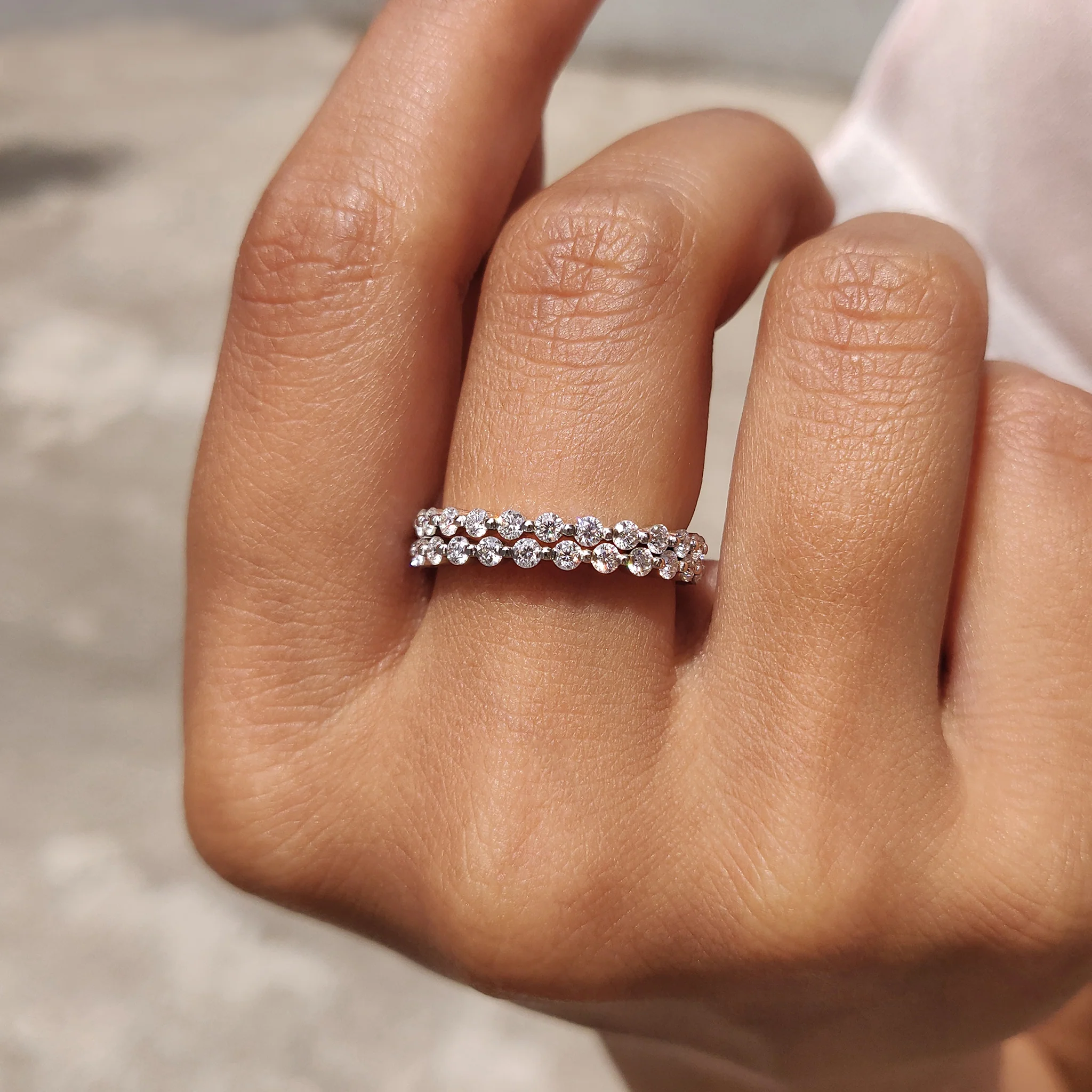 White Gold Band - 3/4 Eternity Style - Image 5