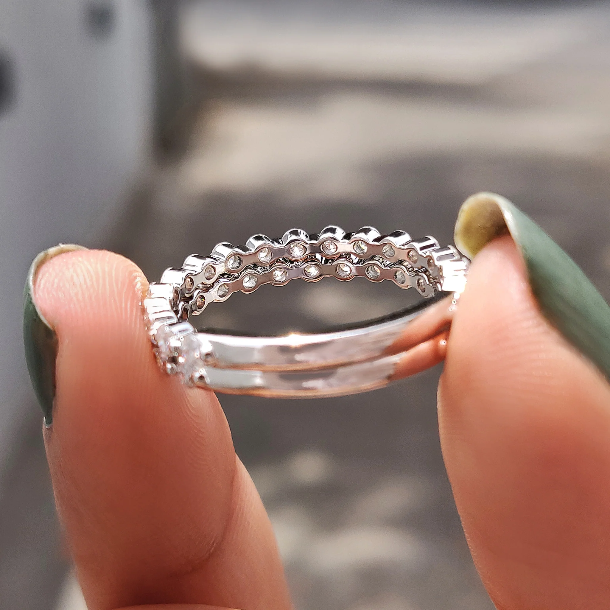 White Gold Band - 3/4 Eternity Style - Image 6