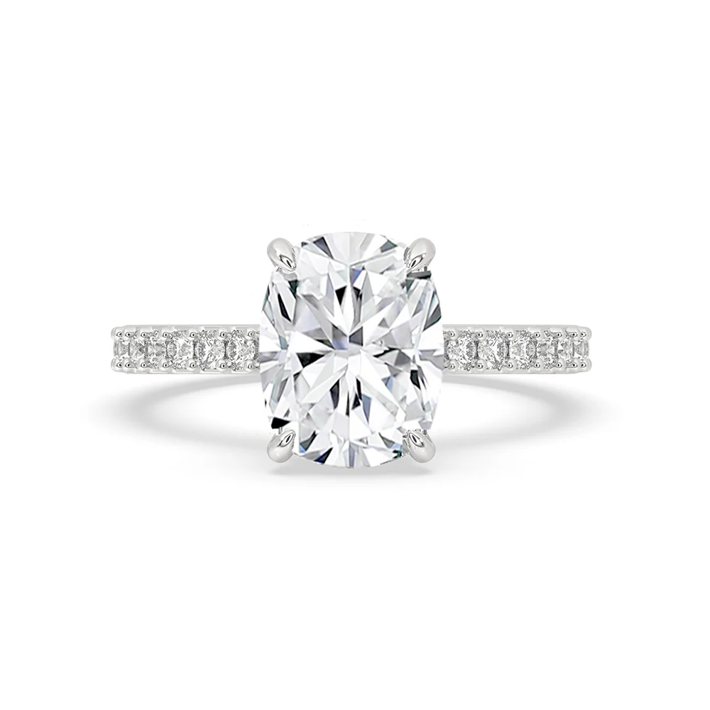 White Gold Elongated Cushion Cut Diamond Ring
