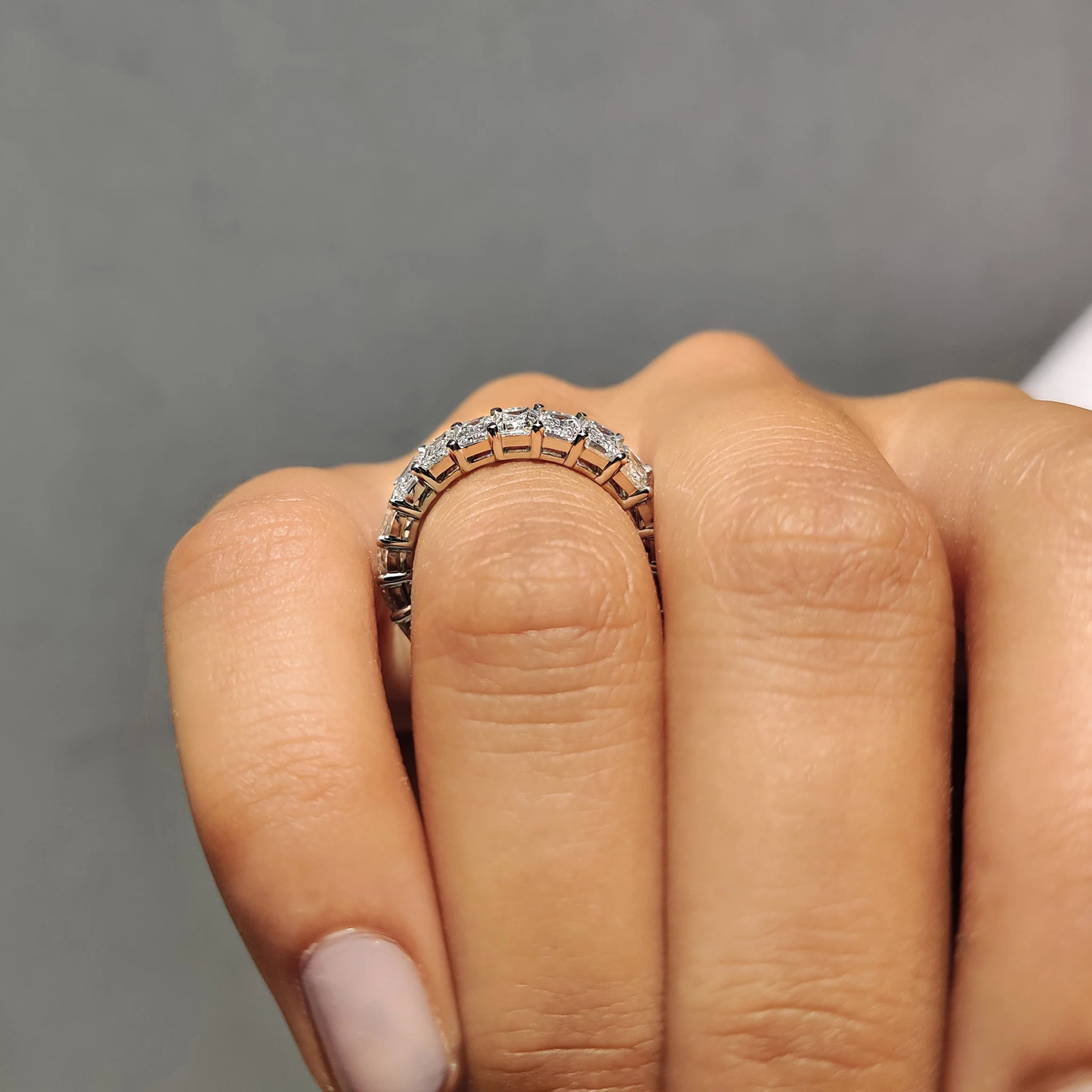 Emerald Cut Eternity Band with Prong Set For Women - Image 3