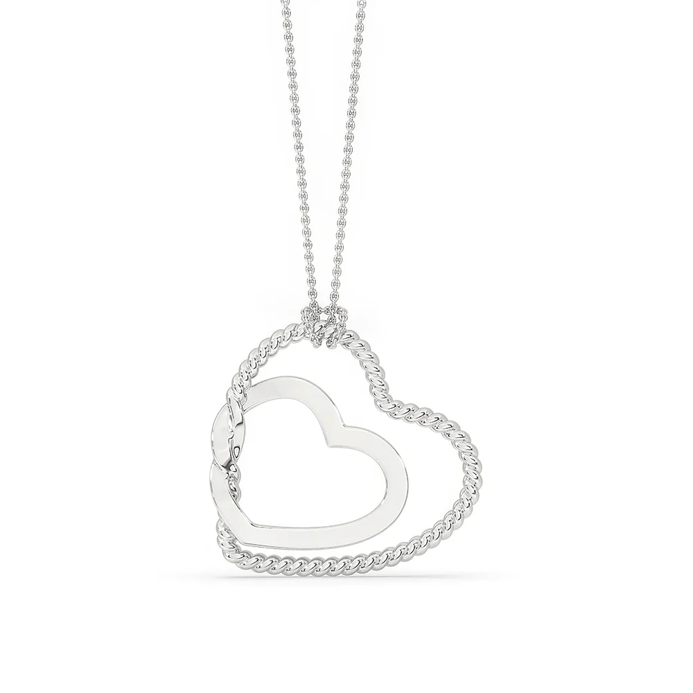 White Gold Heart Pendant - Unique Design - Image 3