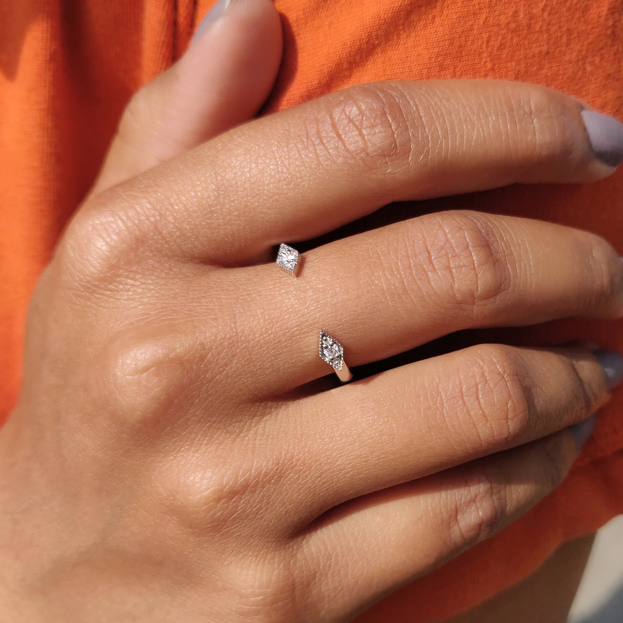 White Gold Open Ring In Round Cut Moissanite - Image 2