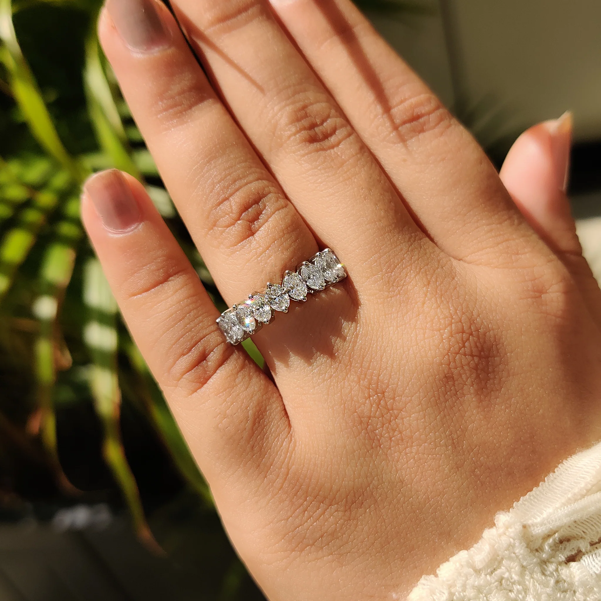 Lab Grown Oval Half Eternity Band - Image 2