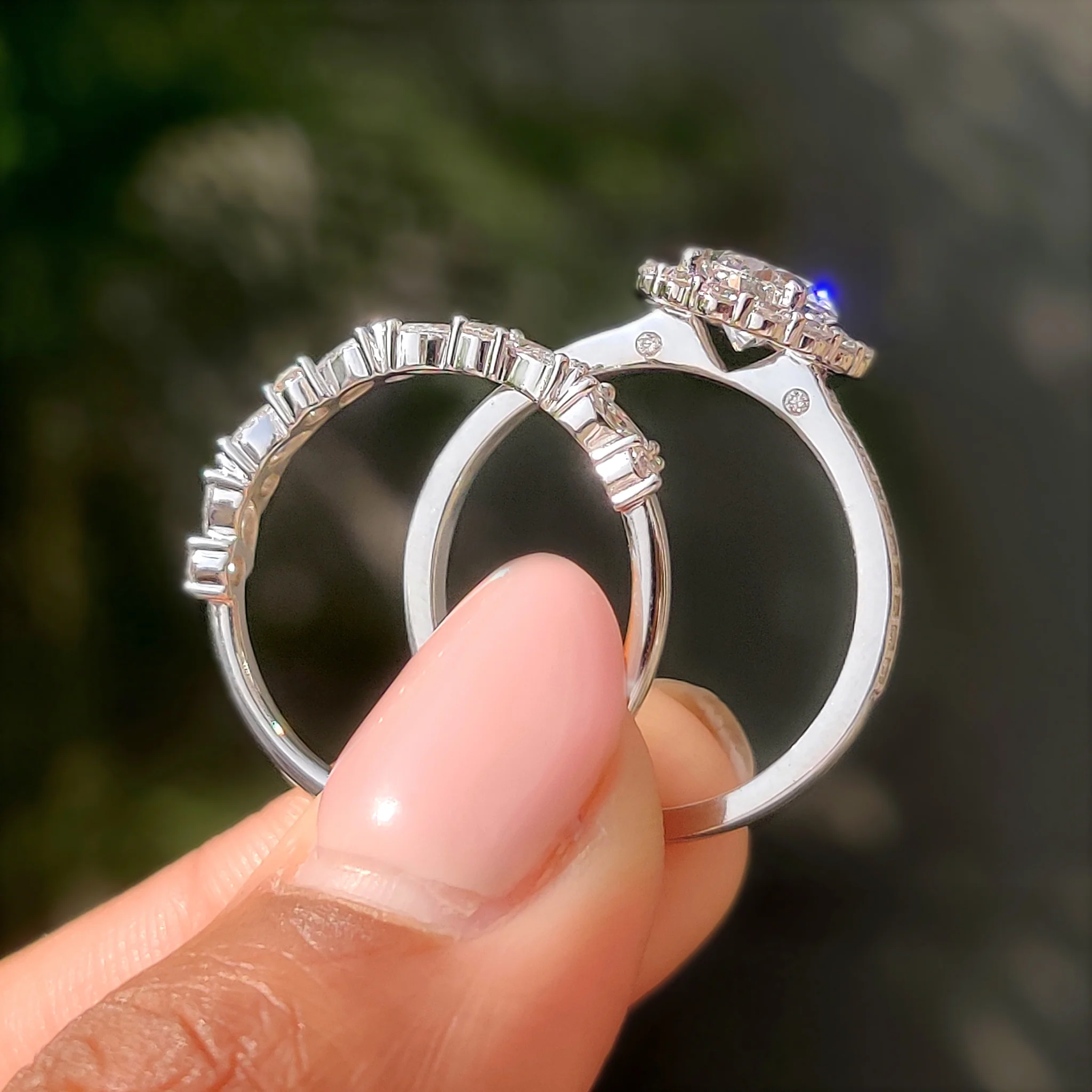 Pear Shaped Diamond Bridal Set With Round Halo Style - Image 4