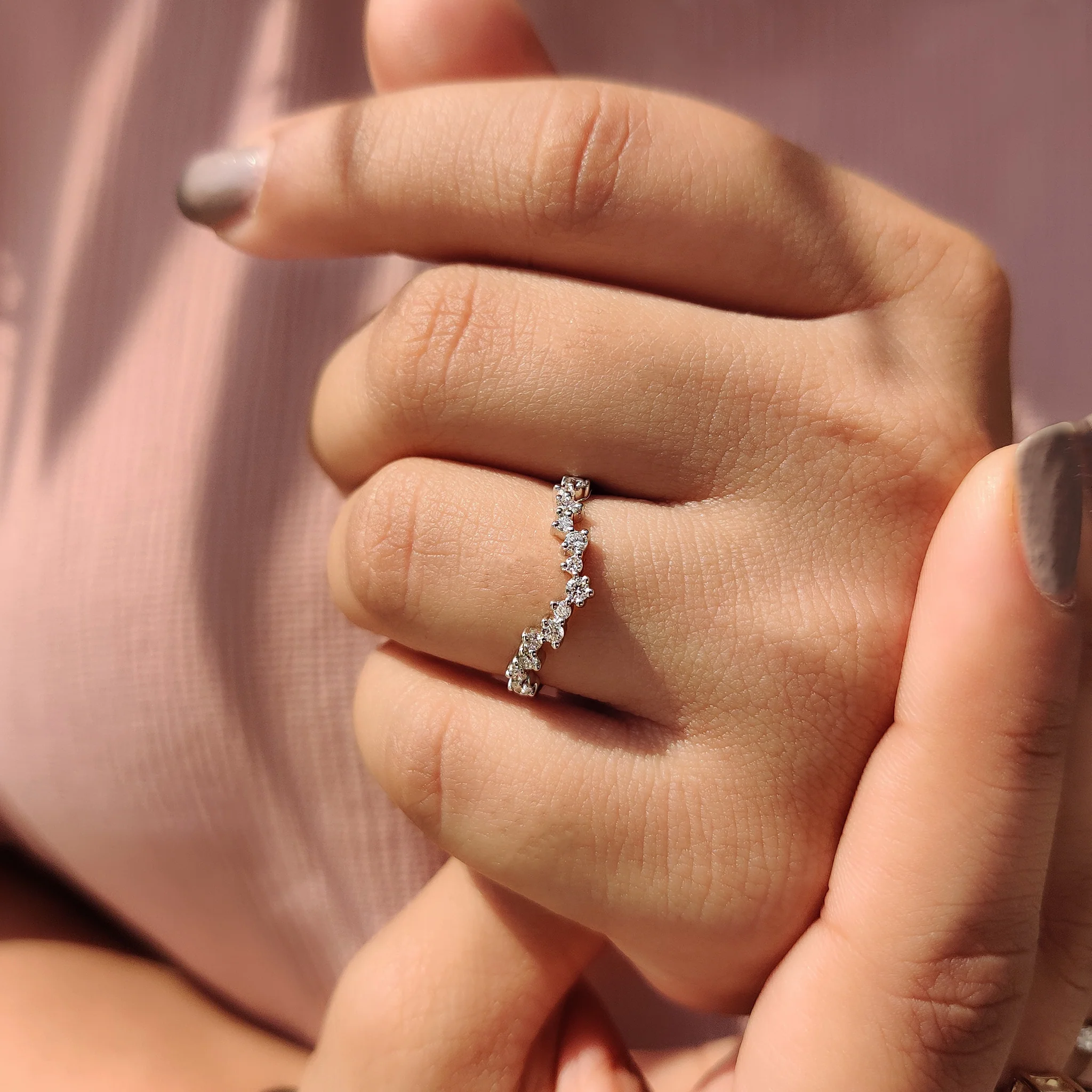 Curved Style Round Cut Wedding Band In U Shaped - Image 7