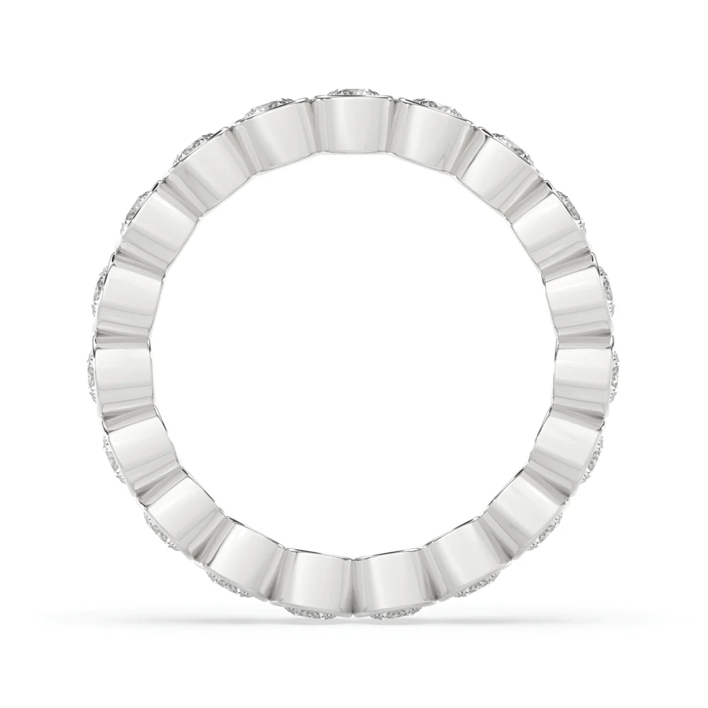 White Gold Wedding Band - Round Bezel Style - Image 4