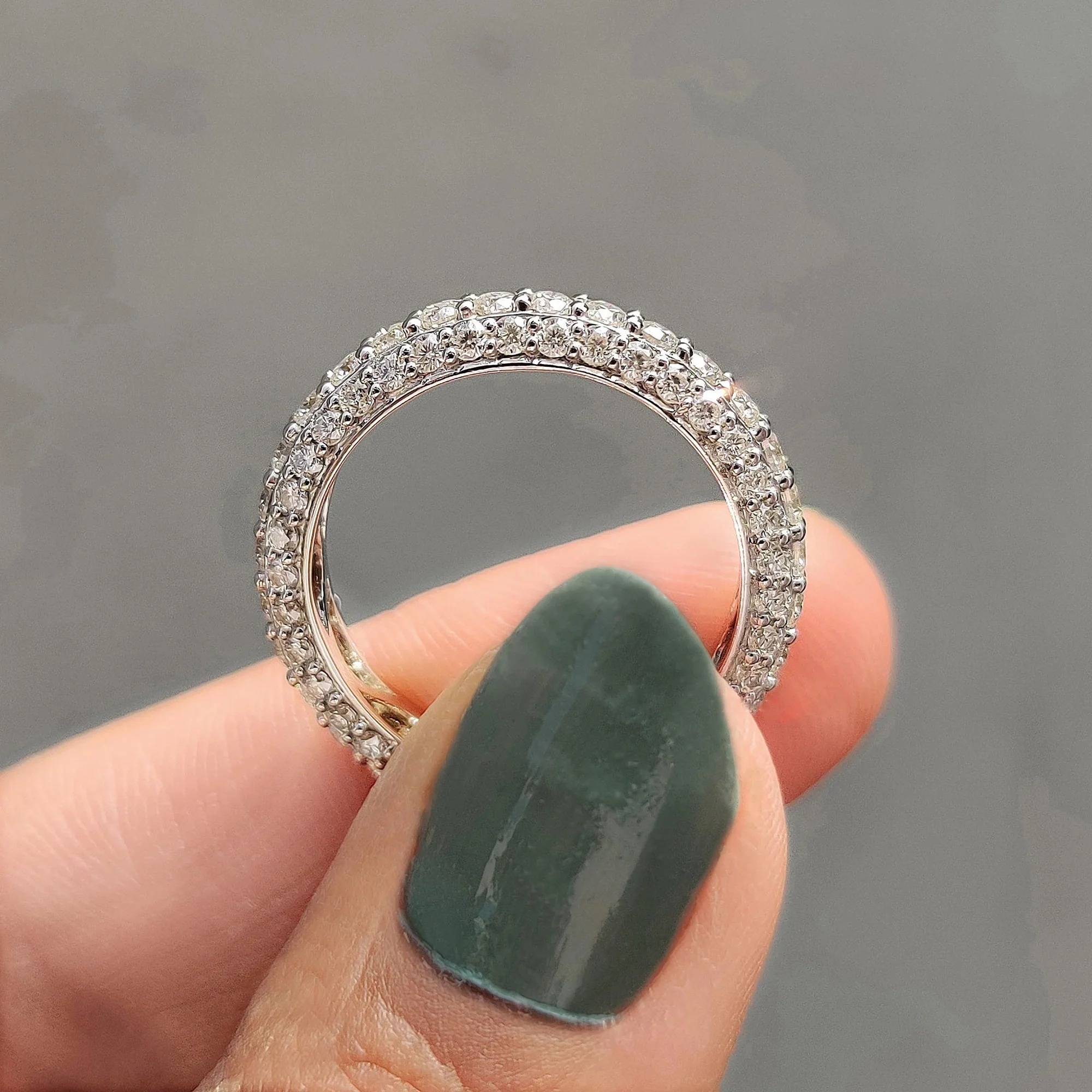 White Gold Wedding Band In Round Full Eternity setting - Image 4