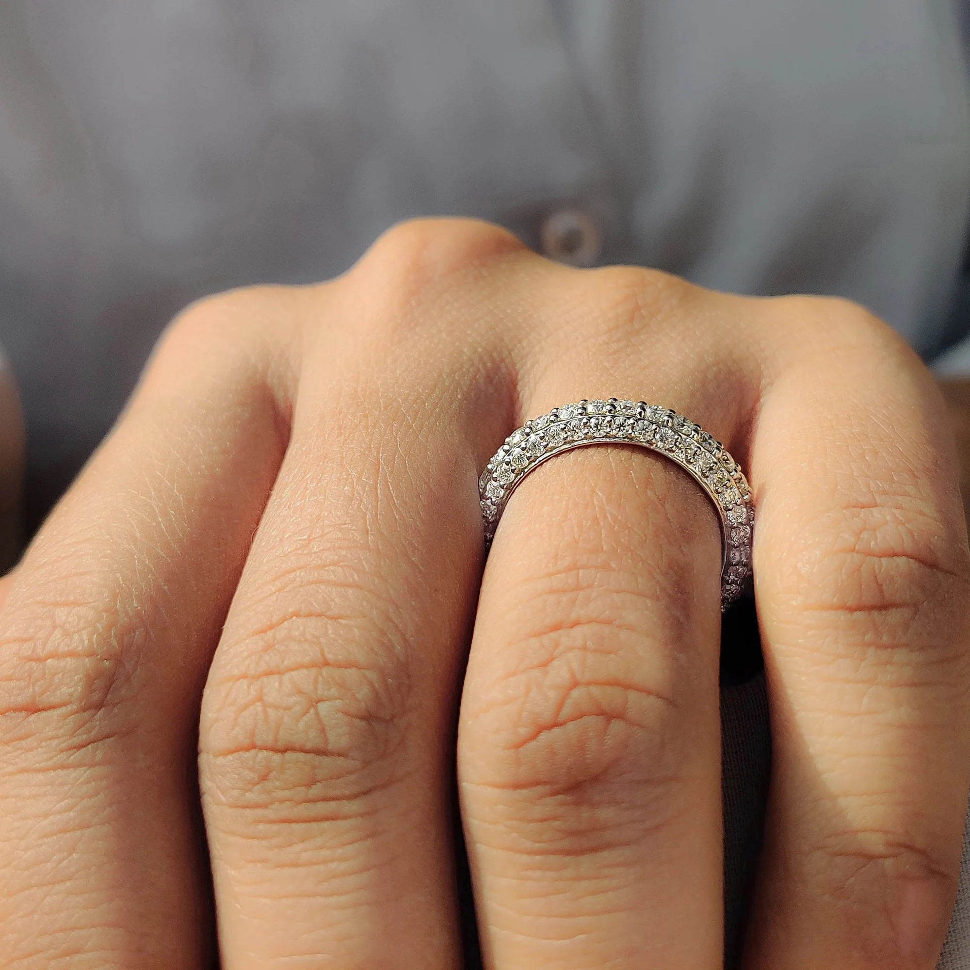 White Gold Wedding Band In Round Full Eternity setting - Image 9