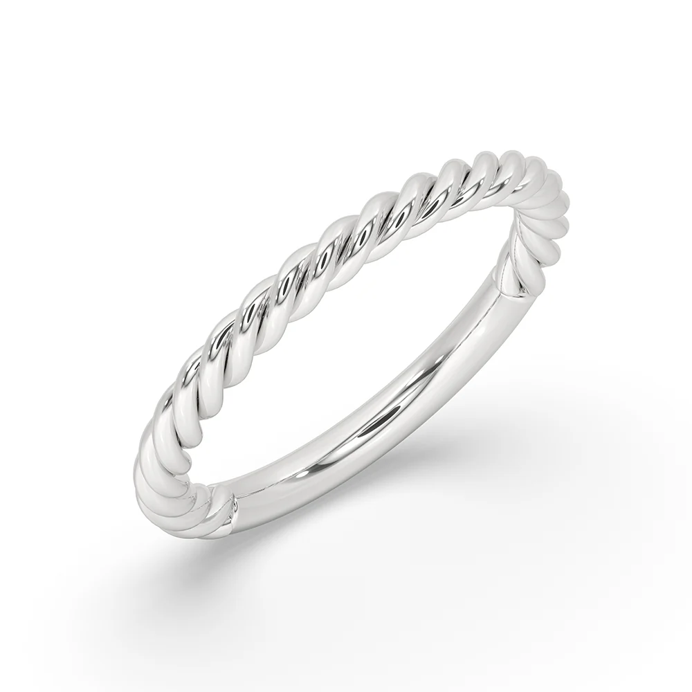 White Gold Wedding Band – Twisted Style - Image 4