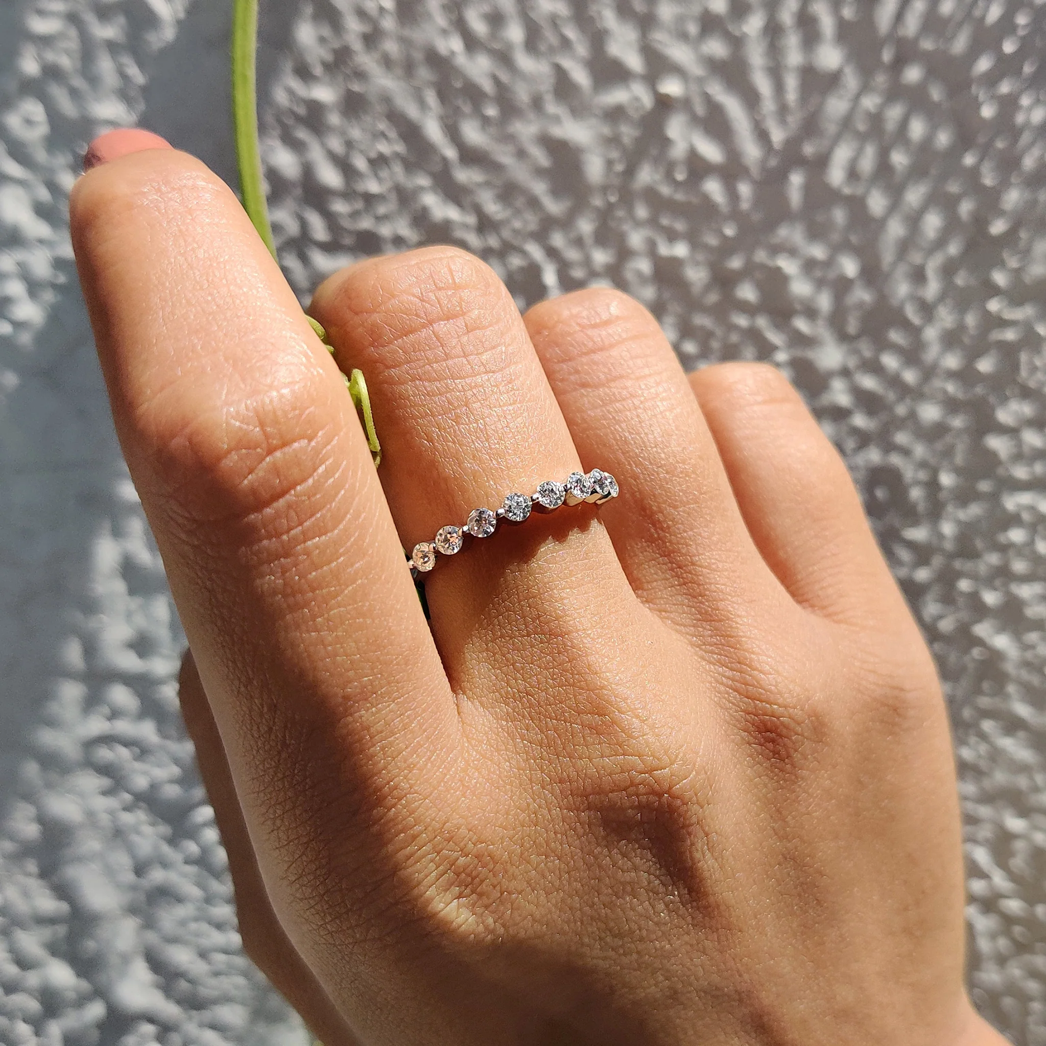 Old European Cut White Gold Wedding Band With Eternity Style - Image 4