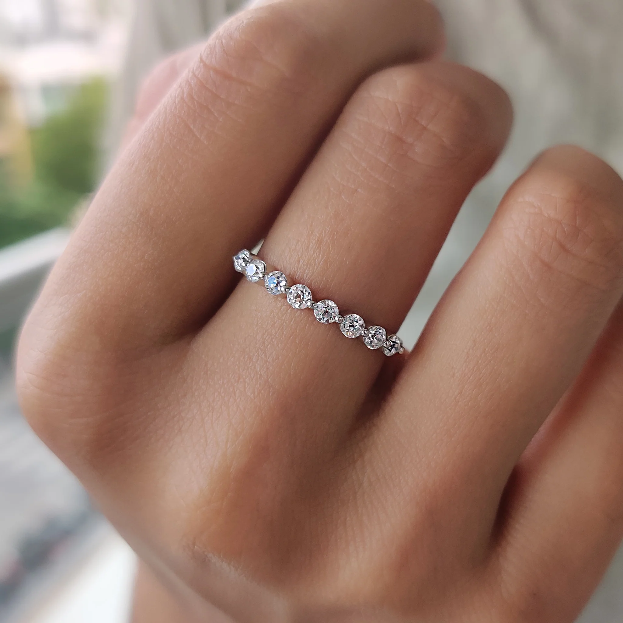 Old European Cut White Gold Wedding Band With Eternity Style - Image 5