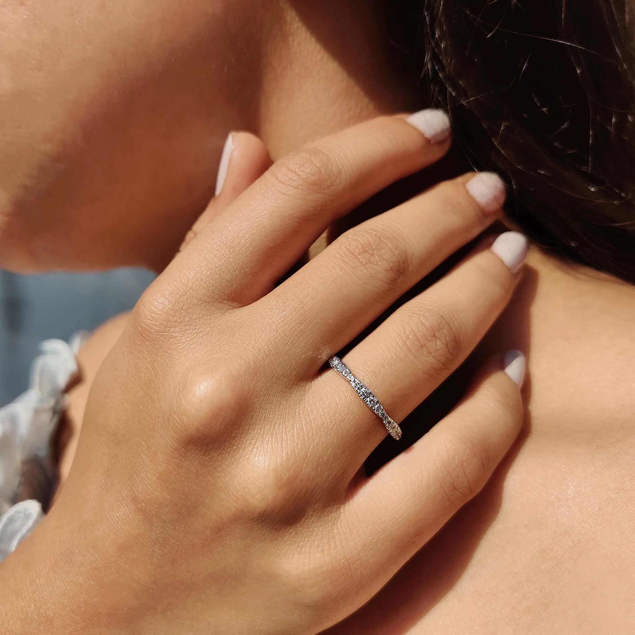 Round Cut Wedding Band In Half Eternity Style - Image 2