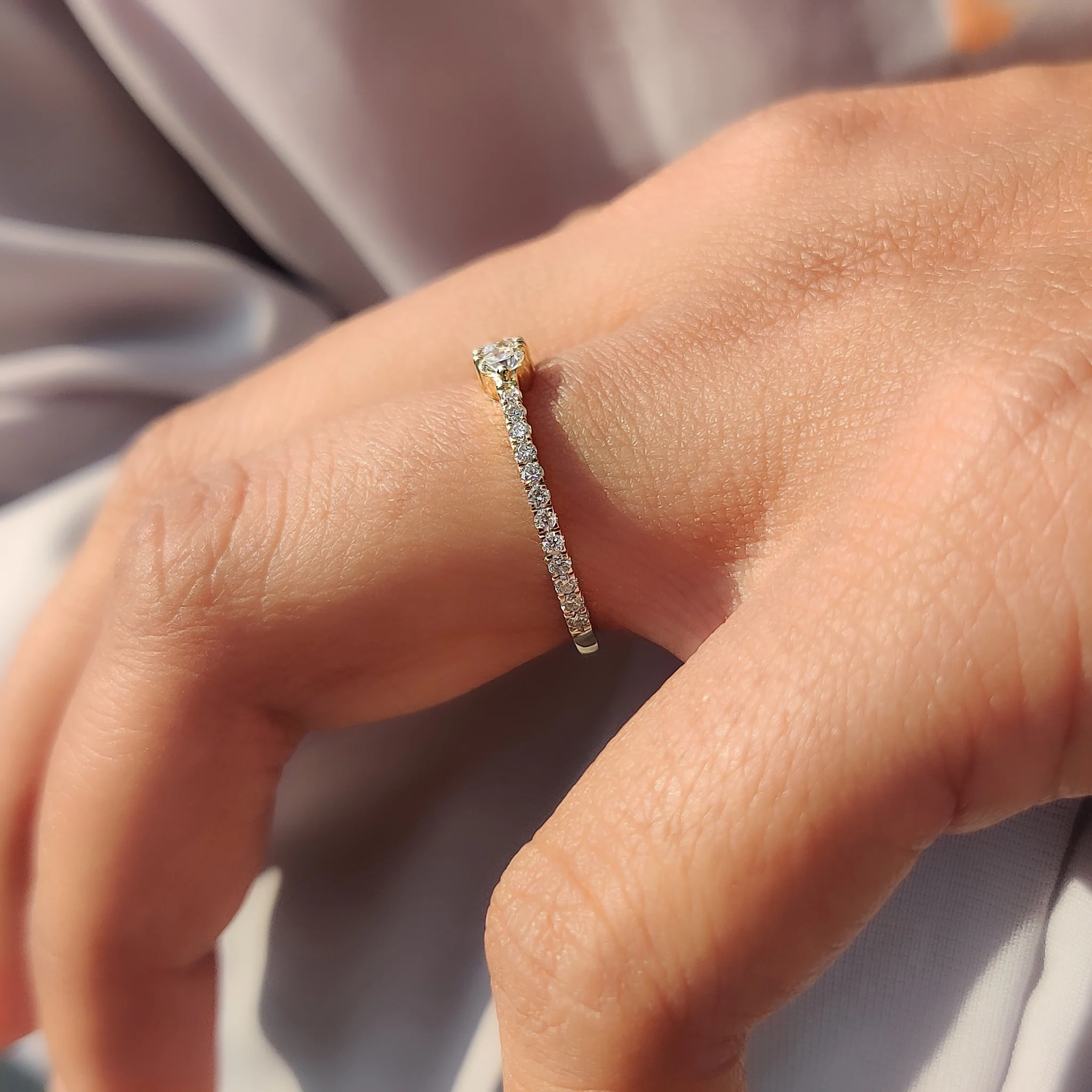 Yellow Gold Eternity Band With Round Diamond - Image 9
