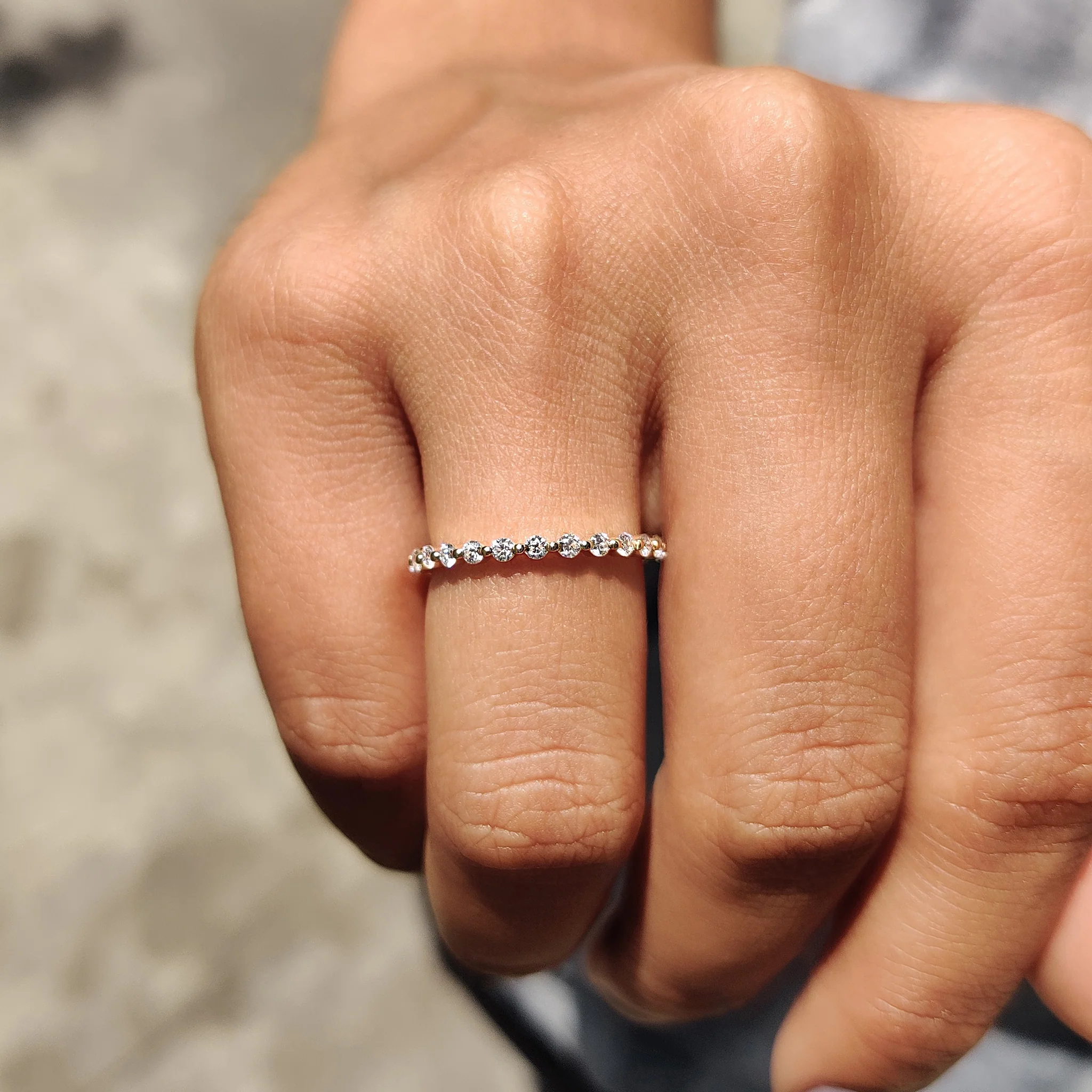 Yellow Gold Eternity Band In Round Cut Moissanite - Image 6