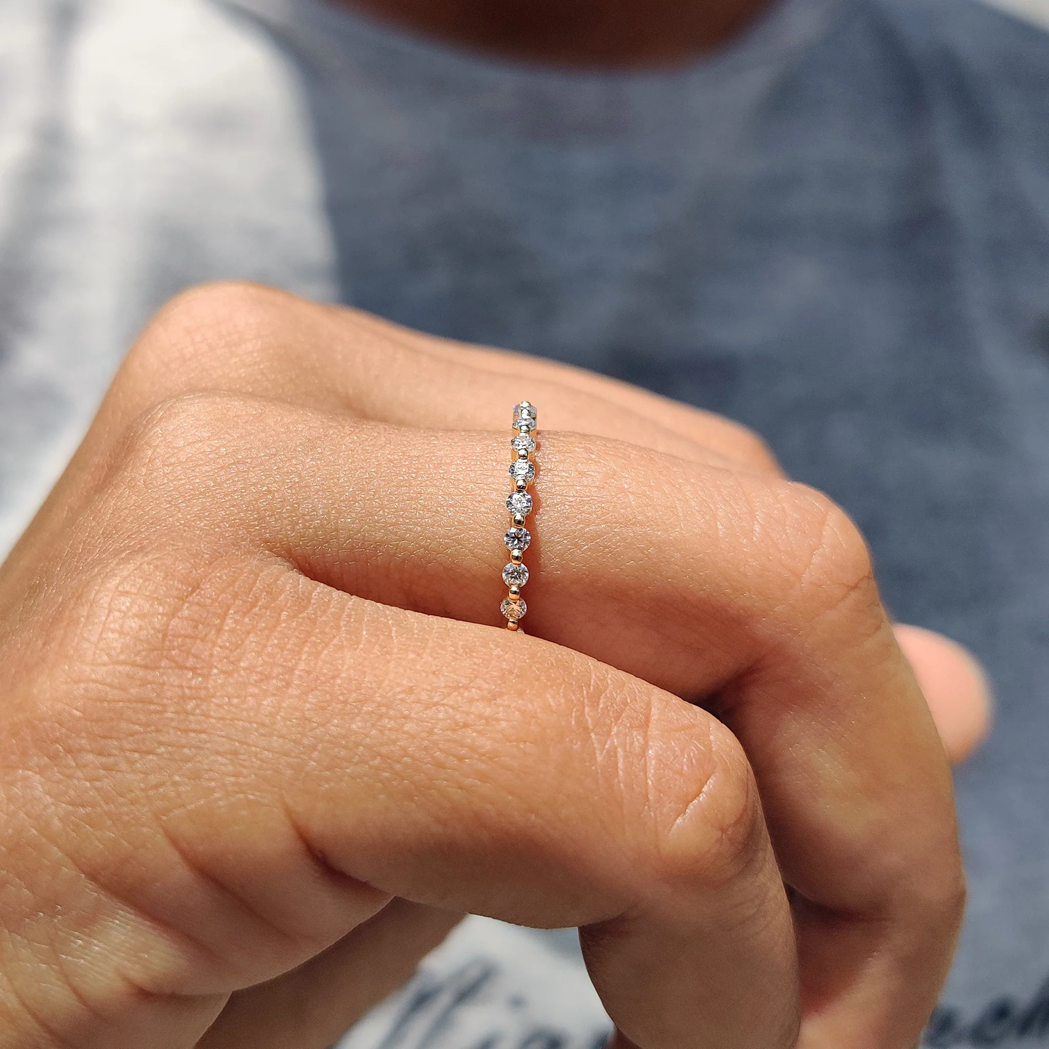 Yellow Gold Eternity Band In Round Cut Moissanite - Image 8