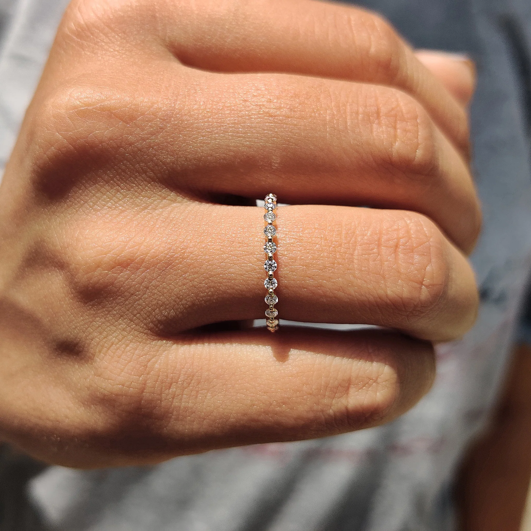 Yellow Gold Eternity Band In Round Cut Moissanite - Image 9