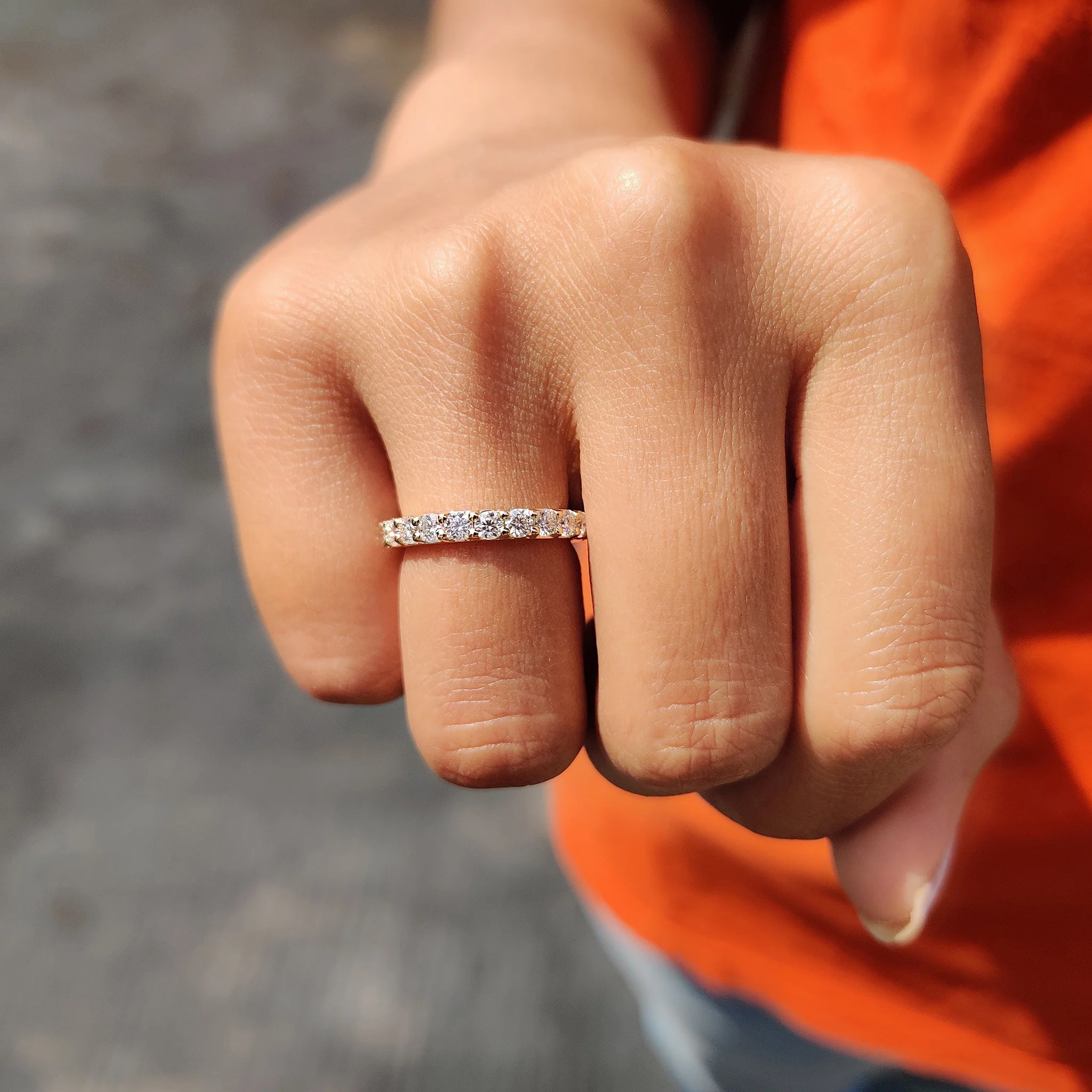 Round Cut Wedding Band in Full Eternity Design - Image 7