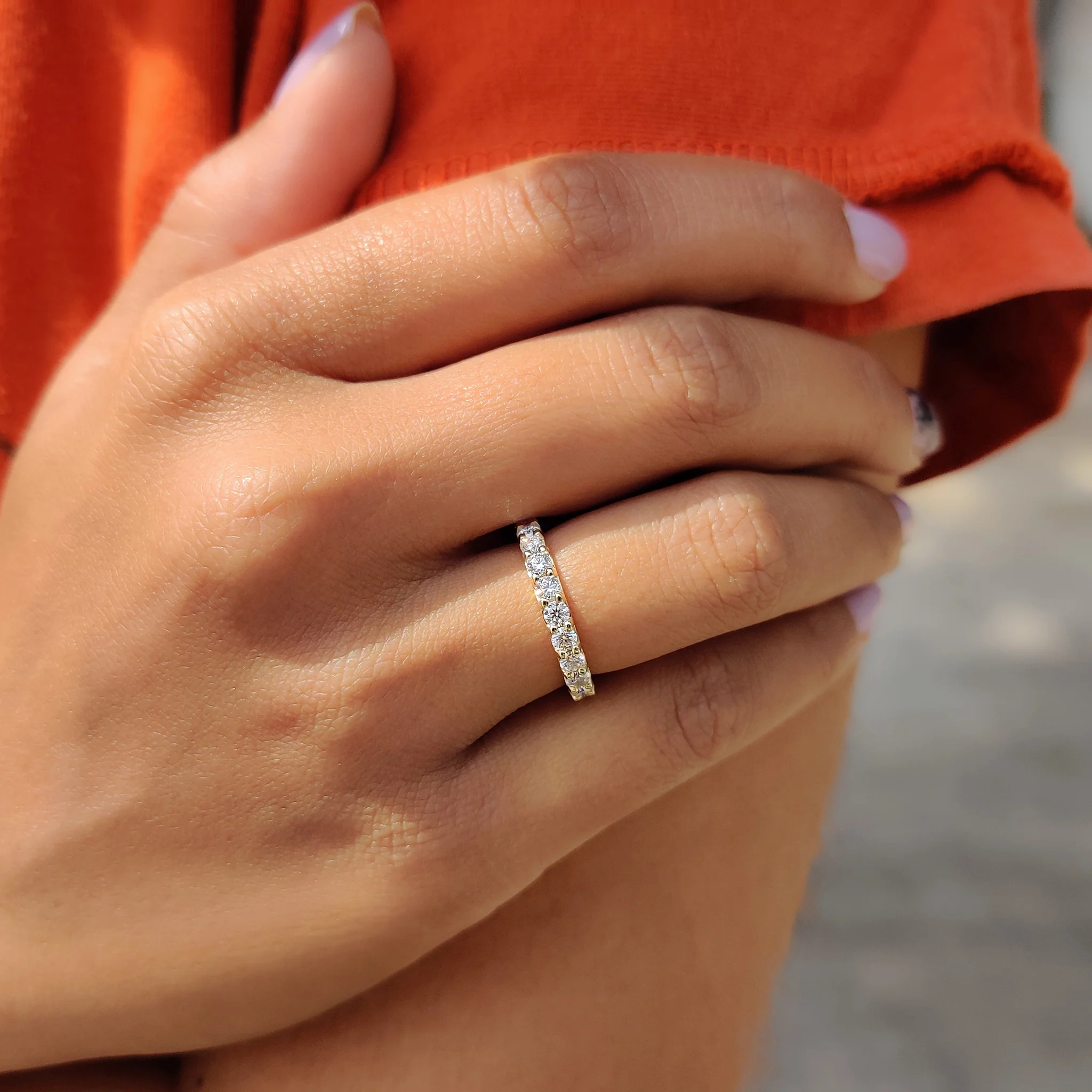 Round Cut Wedding Band in Full Eternity Design - Image 9
