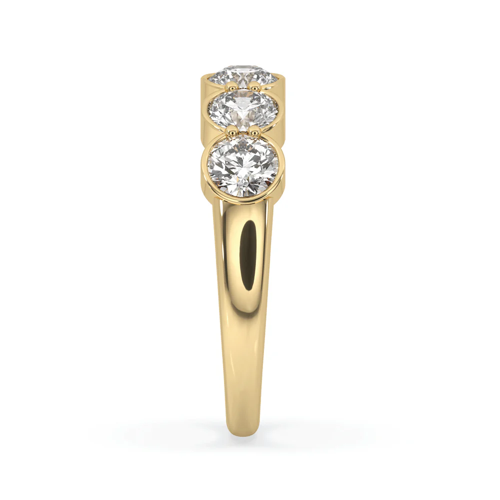 Yellow Gold Wedding Band - 6 Round Diamond - Image 3