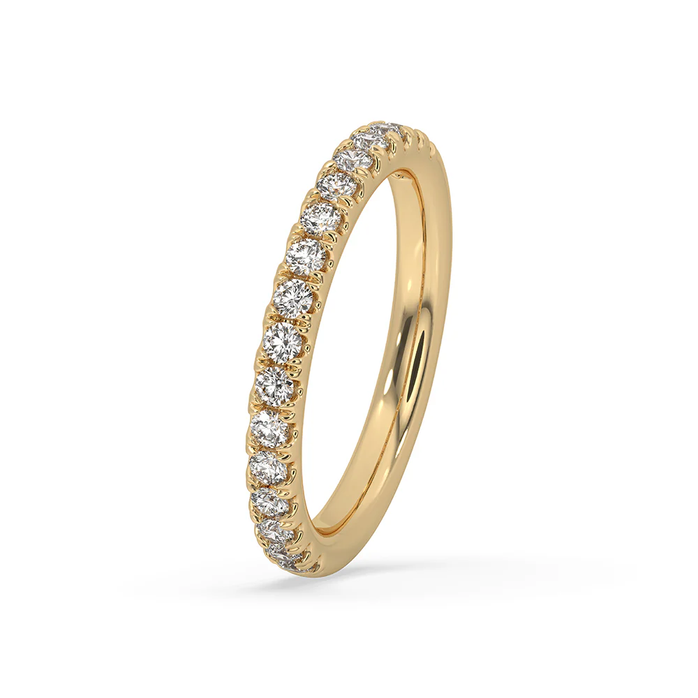 Yellow Gold Wedding Band – Round Diamond - Image 3