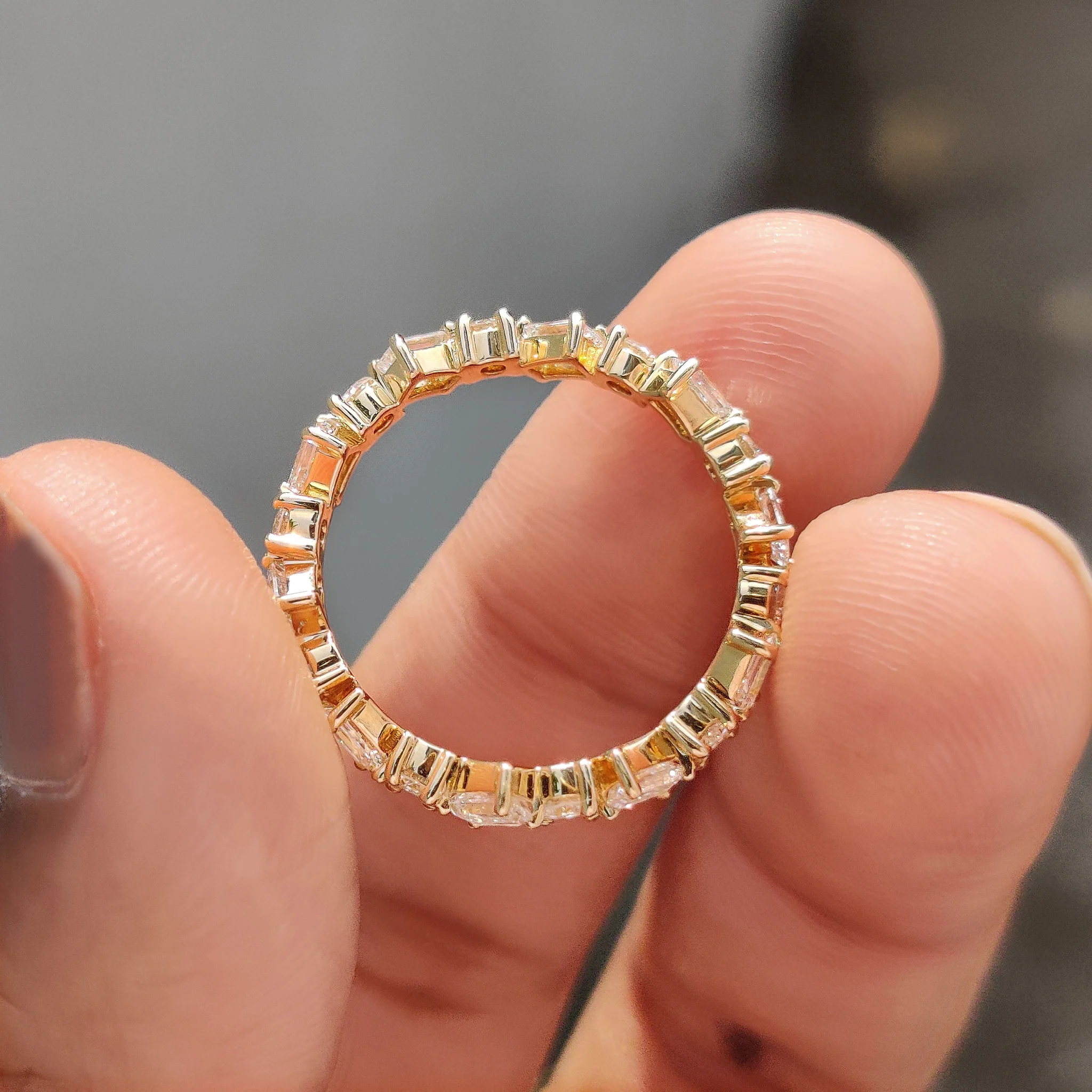 Zig Zag Band Featuring Emerald and Round Cut Diamond - Image 9